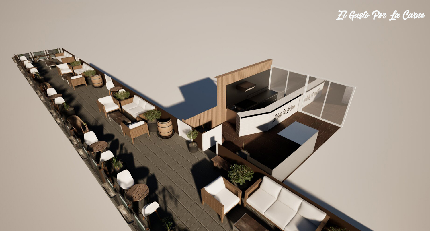 plano 3d del diseño para terraza mercado el sauzal